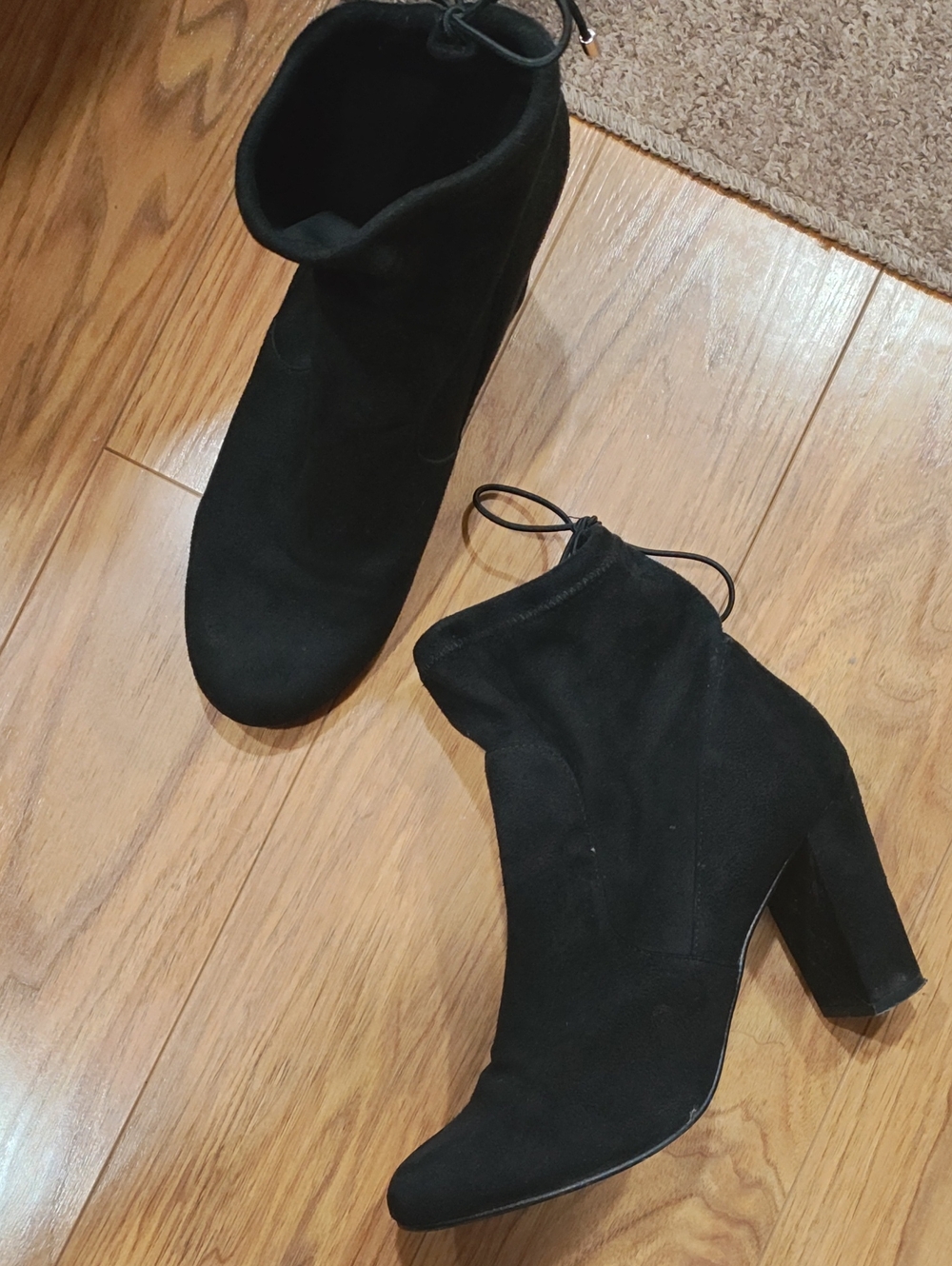 Chinese Laundry Black Suede-Look Block Heel Ankle Booties
